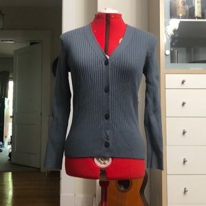 Slate Gray Ribbed Button Up Cardigan